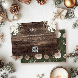 Rustikale Pine Winter Wedding QR Code RSVP Karte