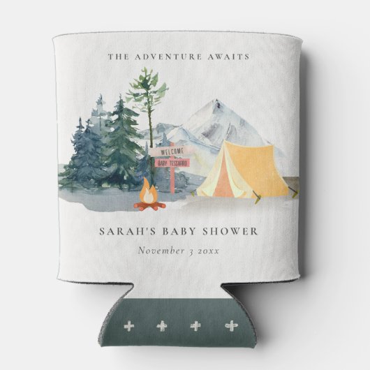 Rustikale Pine Woods Camping Mountain Baby Dusche Dosenkühler (Rückseite)