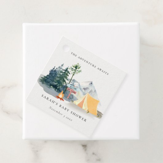 Rustikale Pine Woods Camping Mountain Baby Dusche Geschenkanhänger (Beispiel)