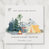 Rustikale Pine Woods Camping Mountain Baby Dusche Geschenkanhänger (Vorderseite)