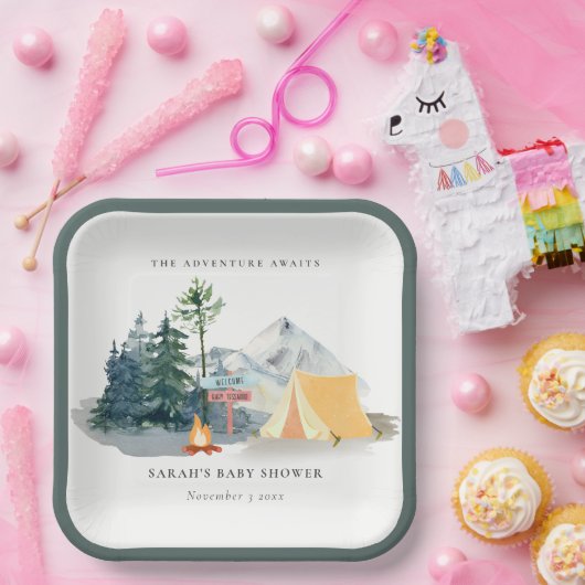 Rustikale Pine Woods Camping Mountain Baby Dusche Pappteller (Party)