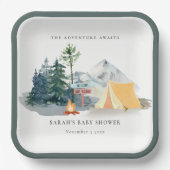 Rustikale Pine Woods Camping Mountain Baby Dusche Pappteller (Vorderseite)