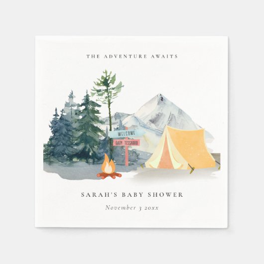 Rustikale Pine Woods Camping Mountain Baby Dusche Serviette (Vorderseite)