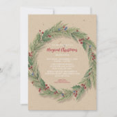Rustikale Pine Wreath Weihnachtsfeier Einladung (Vorderseite)