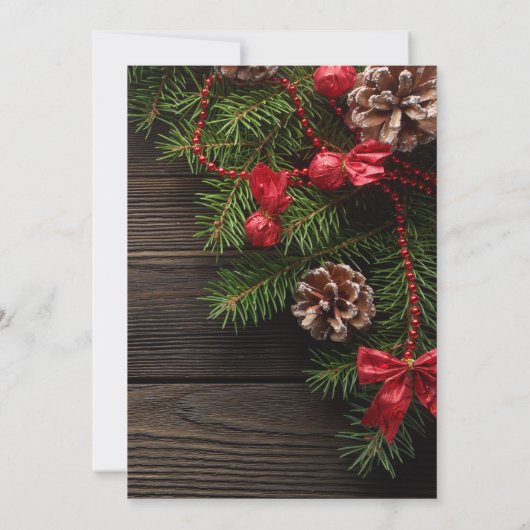 Rustikale Pine Wreath Winterhochzeit Einladung (Rückseite)