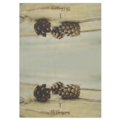 Rustikale Pinecone - Familienname und Monogramm Tischdecke (Vorderseite)
