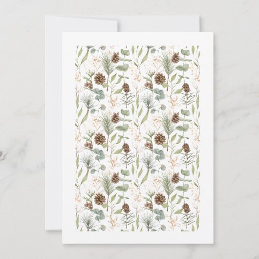 Rustikale Pinecone Grünbucht Einladung (Rückseite)