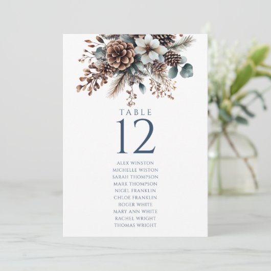 Rustikale Pinecone Tischnummer Sitzplan (Stehend Vorderseite)