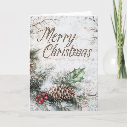 Rustikale Pinecone Weihnachtskarte Feiertagskarte (Vorderseite)