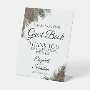 Rustikale Pinecones Bitte unterschreiben Sie unser Sockelschild