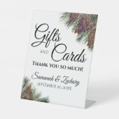 Rustikale Pinecones & Branches Hochzeitsgeschenke  Sockelschild (Vorderseite)