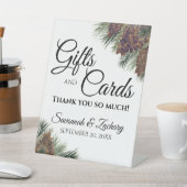 Rustikale Pinecones & Branches Hochzeitsgeschenke Sockelschild (In SItu)