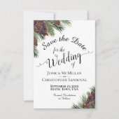 Rustikale Pinecones Elegante Hochzeit in Kalligraf Save The Date (Vorderseite)