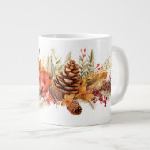 Rustikale Pinecones, Herbstleaves und Winterberrie Jumbo-Tasse (Vorderseite Rechts)