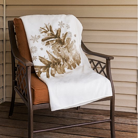 Rustikale Pinecones im Schneeflocken Fleecedecke