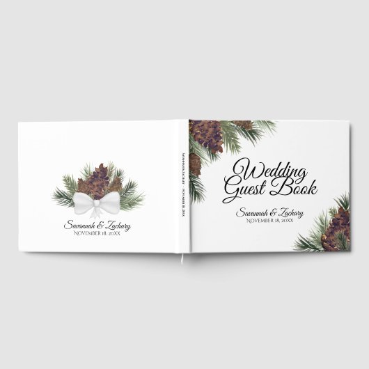 Rustikale Pinecones & Pine Boughs Hochzeit Gästebuch (Voll)