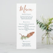 Rustikale Pinecones Pine Needle Empfang Dinner Men Einladung (Stehend Vorderseite)