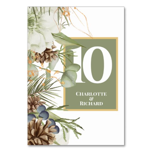 Rustikale Pinecones Tischnummern (Rückseite)