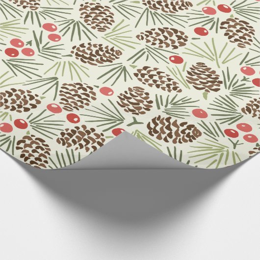 Rustikale Pinecones und Berries Muster Geschenkpapier (Ecke)