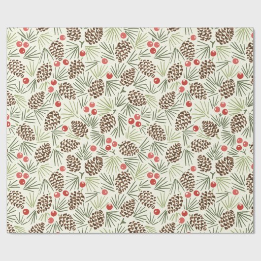 Rustikale Pinecones und Berries Muster Geschenkpapier (Flach)