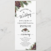 Rustikale Pinecones und Kiefernzweige Hochzeit auf Programm (Vorderseite)