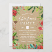 Rustikale Pines Berries Floral Kraft Weihnachts-Pa Einladung (Vorderseite)