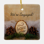 Rustikale Pines Woodland Verlobung Keramikornament (Vorderseite)