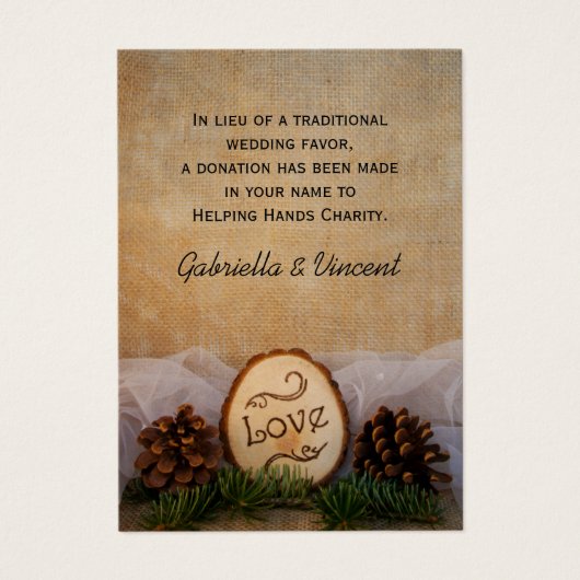 Rustikale Pines Woodland Wedding Wohltätigkeit Gef (Vorderseite)
