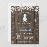 Rustikale Pinguin Winter Snowflake Boy Babydusche