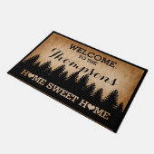 Rustikale Pinien Personalisiert (braun) Empfang Fußmatte (Schrägansicht)