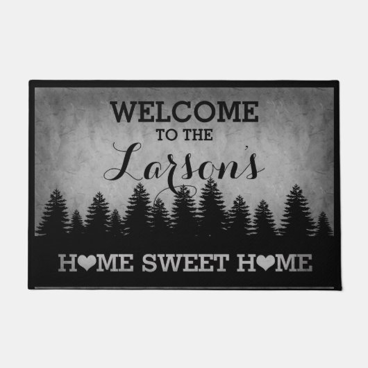 Rustikale Pinien Personalisiert (grau) Empfang Fußmatte (Vorderseite)