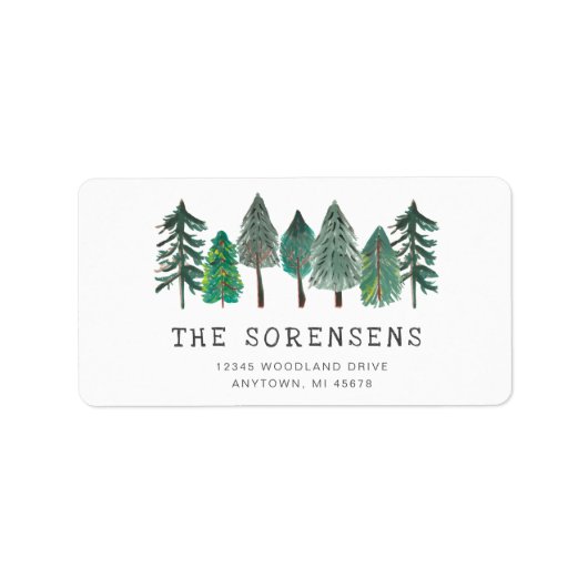 Rustikale Pinienbäume Adresse Adressaufkleber (Vorne)
