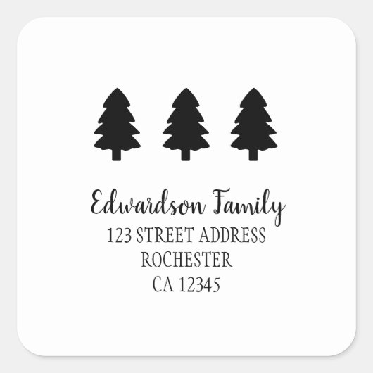 Rustikale Pinienbäume adressieren Selbstfarbige Br Quadratischer Aufkleber (Vorderseite)