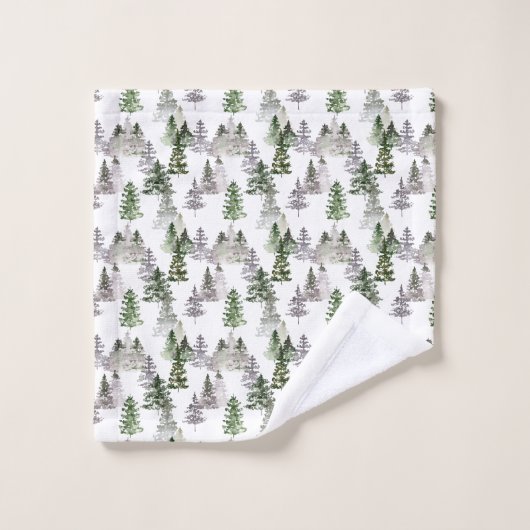 Rustikale Pinienbäume Badhandtuch Set (Waschlappen)