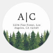 Rustikale Pinienbäume, benutzerdefinierte Rücksend Runder Aufkleber (Vorderseite)