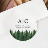 Rustikale Pinienbäume, benutzerdefinierte Rücksend Runder Aufkleber