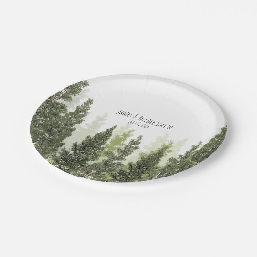 Rustikale Pinienbäume einfache Hochzeit auf dem La Pappteller (Schrägansicht)