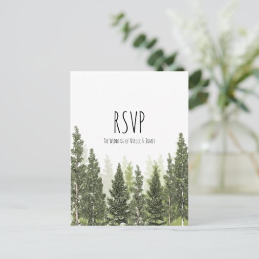 Rustikale Pinienbäume Einfache UAWG für Hochzeiten Einladungspostkarte (Stehend Vorderseite)