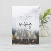 Rustikale Pinienbäume fallen Wälder Hochzeit Einladung (Stehend Vorderseite)