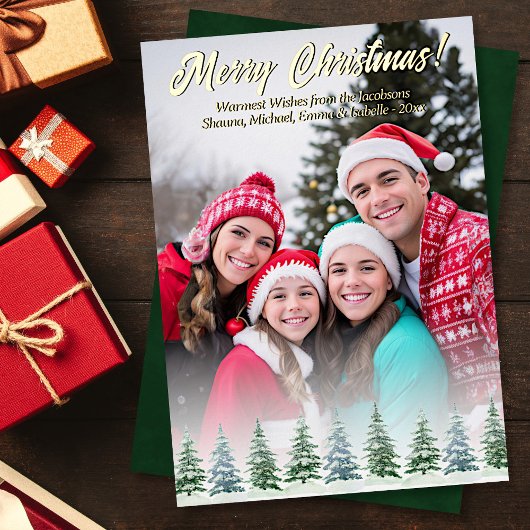 Rustikale Pinienbäume Foto Weihnachten Folien Feiertagskarte