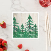 Rustikale Pinienbäume glücklicher Urlaub Serviette (Beispiel)