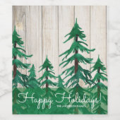 Rustikale Pinienbäume glücklicher Urlaub Weinetikett (Einzelnes Label)