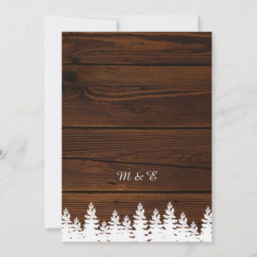 Rustikale Pinienbäume Herbst Herbst Winterhochzeit Einladung (Rückseite)