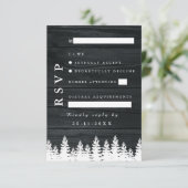 Rustikale Pinienbäume Herbst Herbst Winterhochzeit RSVP Karte (Stehend Vorderseite)