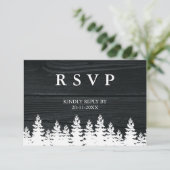 Rustikale Pinienbäume Herbst Herbst Winterhochzeit RSVP Karte (Stehend Vorderseite)