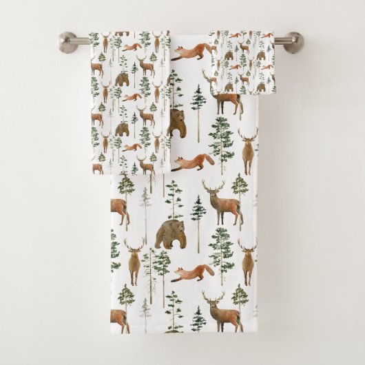 Rustikale Pinienbäume Hirtenmuster Badhandtuch Set (Insitu)