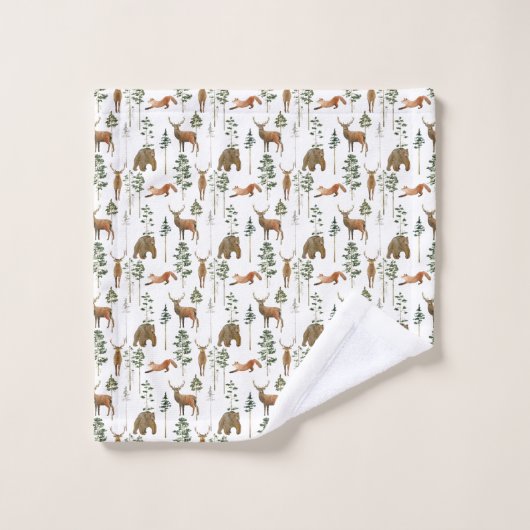 Rustikale Pinienbäume Hirtenmuster Badhandtuch Set (Waschlappen)