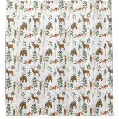 Rustikale Pinienbäume Hirtenmuster Duschvorhang (Vorderseite)