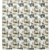 Rustikale Pinienbäume Hirtenmuster Duschvorhang (Vorderseite)