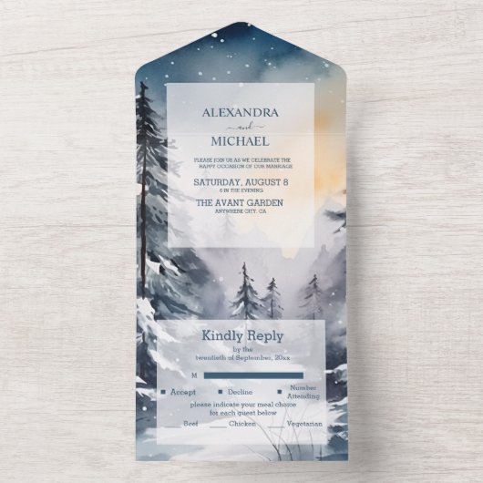 Rustikale Pinienbäume Hochzeit All In One Einladung (Innen Boden)